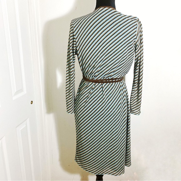 MARIO BALTHAZAR LONG SLEEVE STRIPE PRINT WRAP MIDI DRESS SIZE SMALL - Picture 3 of 7